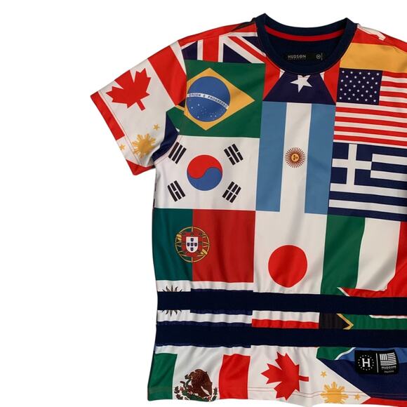 Hudson Outerwear Men's Size 2X Short Sleeve All Over World Flags T-Shirt - Picture 8 of 15